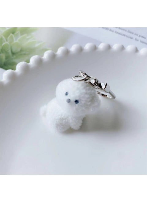Resin Flocked Cartoon Dog Keychain Charm Number 2