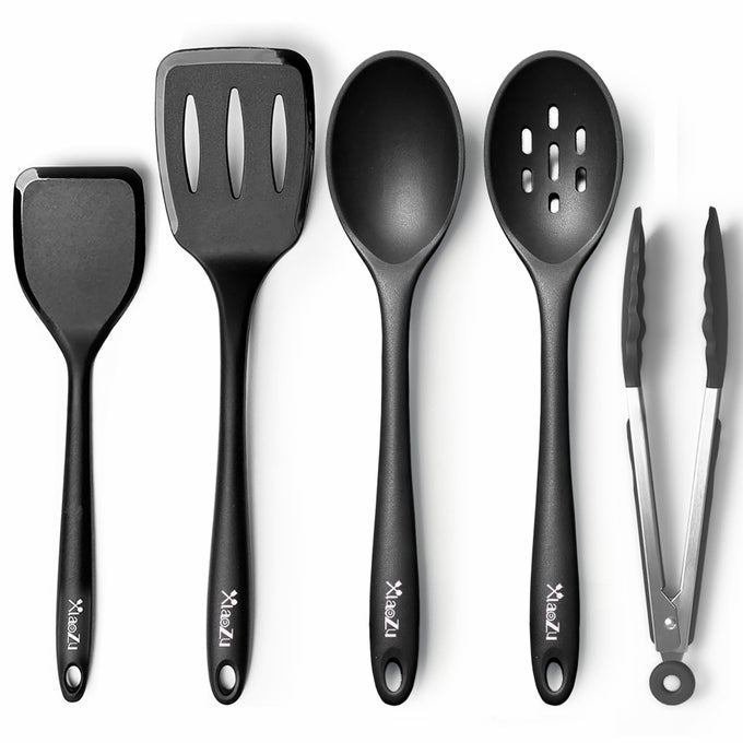 SILICONE COOKING UTENSILS SET HEAT RESISTANT AND LARGE NON STICK SPATULAS SPOONS FOR KITCHEN IDEAL BPA FREE KITCHEN TURNERS FOR FRYING MIXINGSERVINGDRAININGTURNING