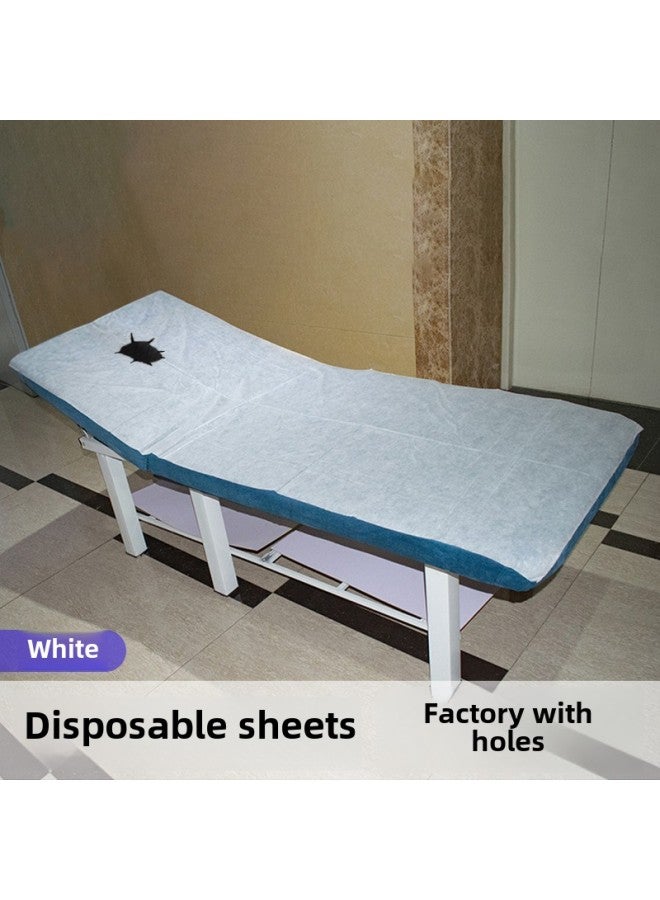 Disposable Bed Sheets Thickened Waterproof And Oil-proof Medical Beauty Salon Massage Mattress Travel Double Ureterative Care Pad-Color:White 100 With Holes * 200 Bulk (20 Sheets)-Specifications:Select Purchase As Per Above - Image 1