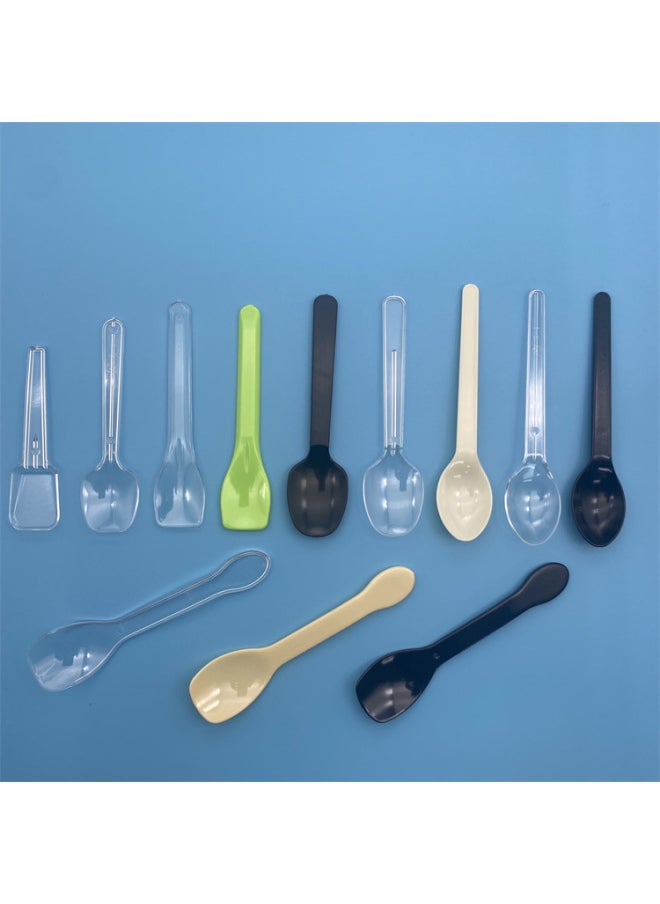 Generic - Disposable Plastic Small Spoon Separate Packaging Ps Plus Hard Spoon Ice Cream Dessert Cake Spoon Food Grade-Specifications:Bulk-Color:Transparent 10cm Ice Cream Scoop - Image 1