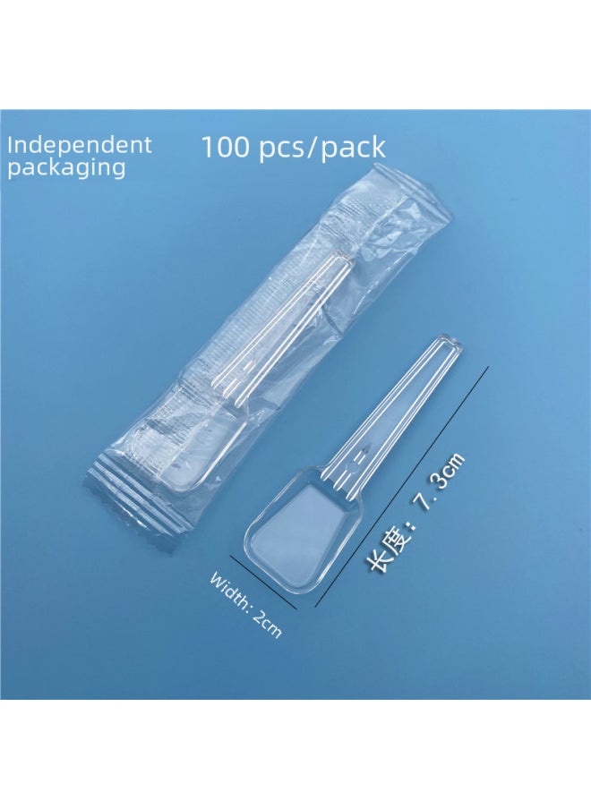 Generic - Disposable Plastic Small Spoon Separate Packaging Ps Plus Hard Spoon Ice Cream Dessert Cake Spoon Food Grade-Specifications:Bulk-Color:Transparent 10cm Ice Cream Scoop - Image 1
