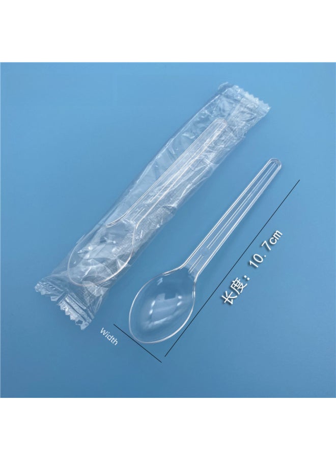 Generic - Disposable Plastic Small Spoon Separate Packaging Ps Plus Hard Spoon Ice Cream Dessert Cake Spoon Food Grade-Specifications:Bulk-Color:Transparent 10cm Ice Cream Scoop - Image 1