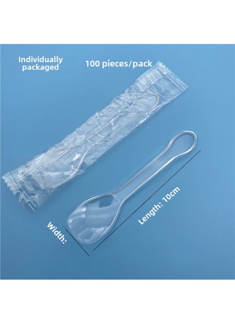 Disposable Plastic Small Spoon Separate Packaging Ps Plus Hard Spoon Ice Cream Dessert Cake Spoon Food Grade-Specifications:Bulk-Color:Transparent 10cm Ice Cream Scoop
