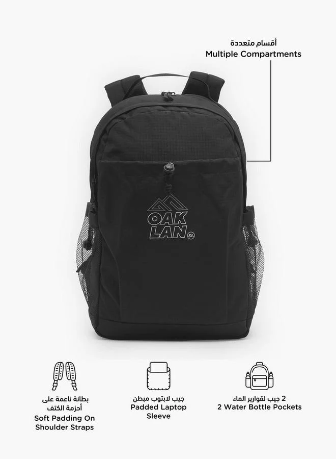 Oaklan By Shoexpress Logo Print Backpack For Kids 13 Years+ With Padded Shoulder Straps