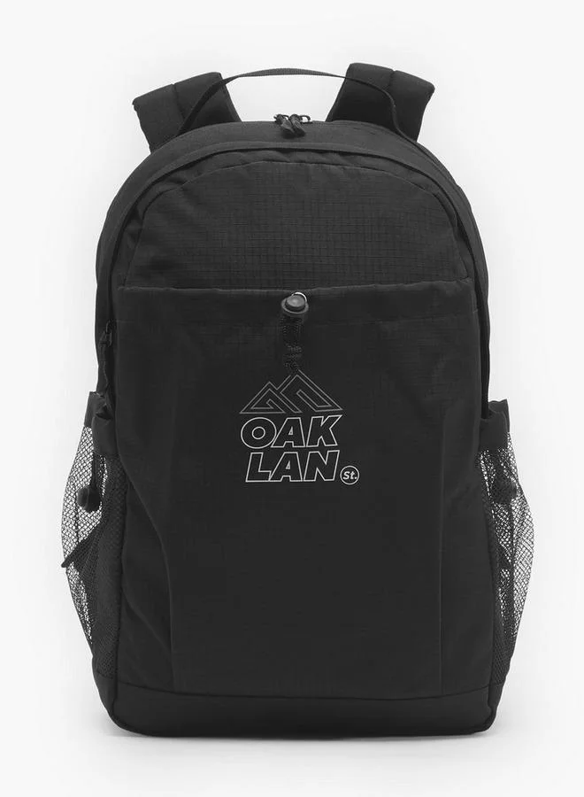 Oaklan By Shoexpress Logo Print Backpack For Kids 13 Years+ With Padded Shoulder Straps