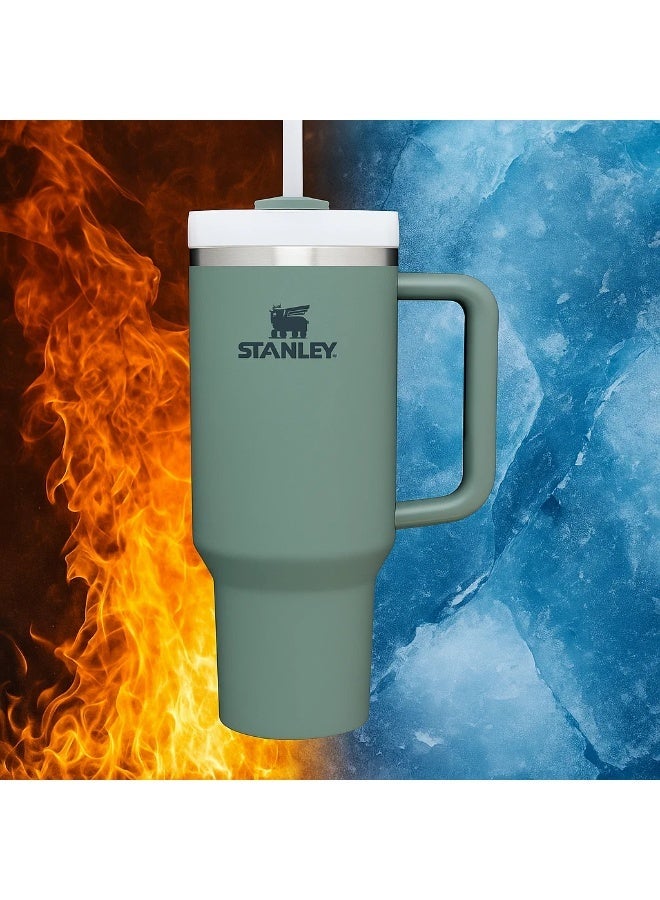 Stanley Original Flowstate Quencher H2.0 Vacuum Insulated Stainless Steel Mug with Lid and Straw for Water or Iced Tea Coffee Juice Smoothie Etc 1.18 Liter - Image 1