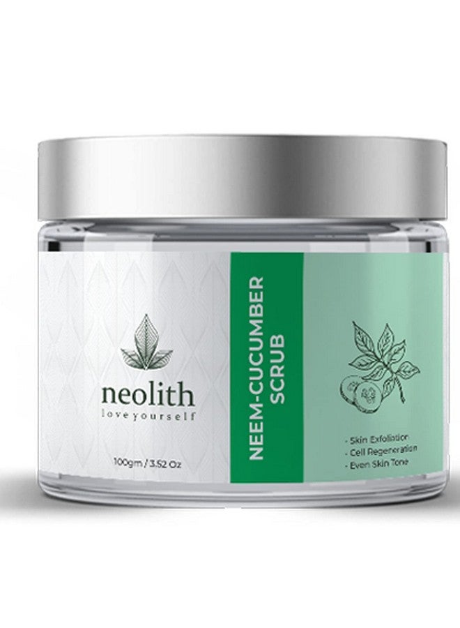 NEOLITH Neolith Neem Cucumber Scrub || Winter Scrub || Exfoliating Face Scrub For Acne Prone Skin, Reduce Blackheads & Whiteheads, Ideal For Dry & Dull Skin, With Almond Oil, ECOCERT Certified raw materials, Paraben & Sulphate Free -100 gm || For Women & Men  - Image 1