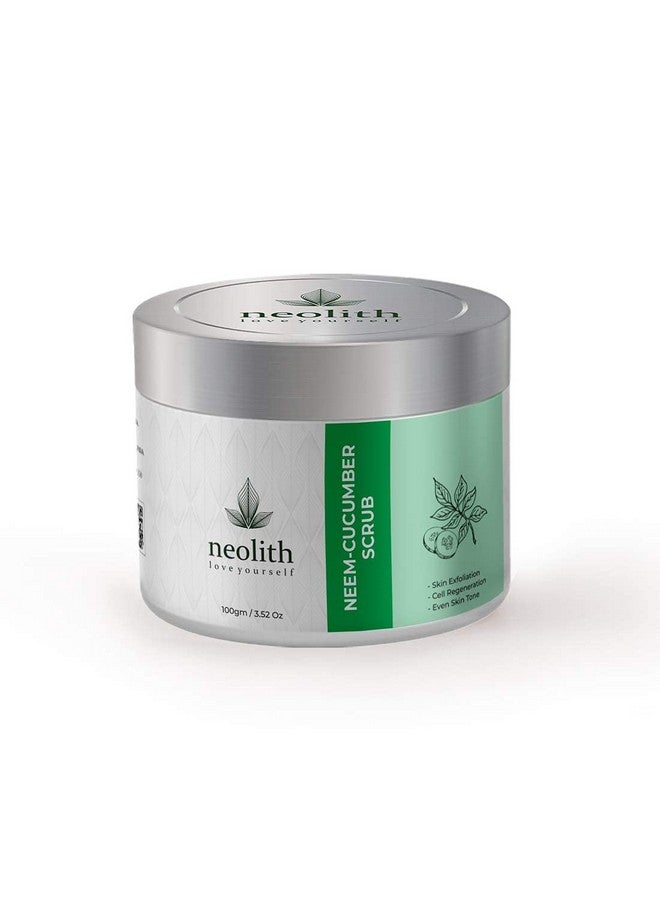 NEOLITH Neolith Neem Cucumber Scrub || Winter Scrub || Exfoliating Face Scrub For Acne Prone Skin, Reduce Blackheads & Whiteheads, Ideal For Dry & Dull Skin, With Almond Oil, ECOCERT Certified raw materials, Paraben & Sulphate Free -100 gm || For Women & Men  - Image 2