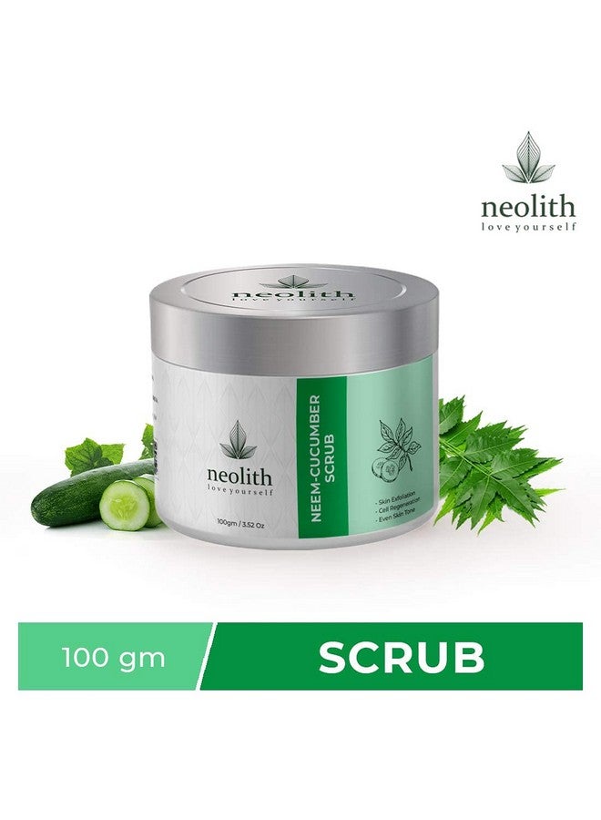 NEOLITH Neolith Neem Cucumber Scrub || Winter Scrub || Exfoliating Face Scrub For Acne Prone Skin, Reduce Blackheads & Whiteheads, Ideal For Dry & Dull Skin, With Almond Oil, ECOCERT Certified raw materials, Paraben & Sulphate Free -100 gm || For Women & Men  - Image 3