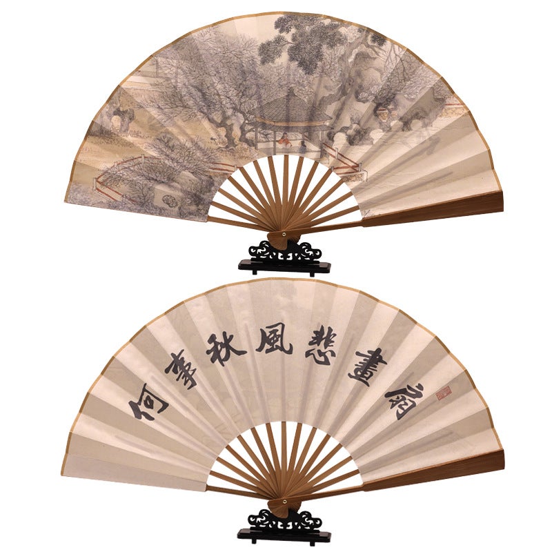 10-inch Chinese Style Mens Folding Fan Lanting Set Sequence
