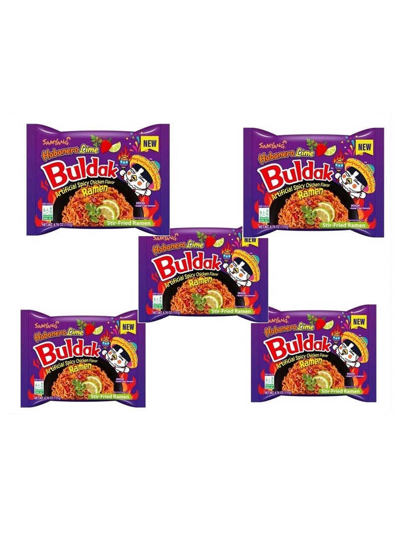 Samyang Hot Chicken Flavor Ramen Habanero Lime Noodles  5*140g - Image 1