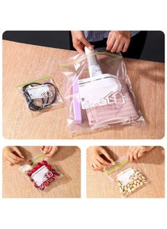 sokany 70 Packs Reusable Food Storage Bags, Freezer Ziplock Lunch Bags for Meats Meals, Vegetables, Fruits, Desserts, Snacks 15 Large/25 Medium/30 Small (Clear/White)  - Image 3