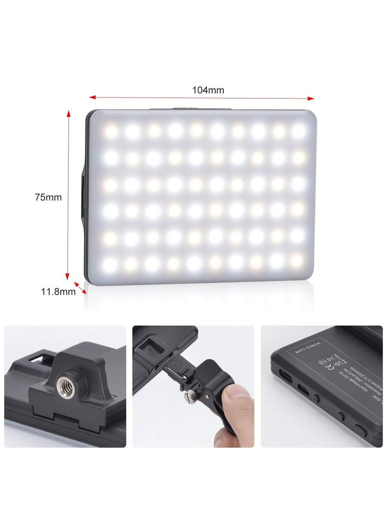 مصباح فيديو LED مع مشبك، 3 أوضاع إضاءة وسطوع قابل للتعتيم بمستوى 10، مصباح سيلفي قابل للشحن بسعة 2000 مللي أمبير للبث المباشر، التصوير الفوتوغرافي / سيلفي، مؤتمر الفيديو - Image 3