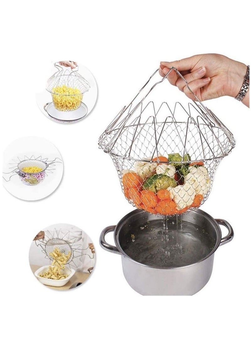 Multi-function Poaching Boiling Deep Frying Basket, Household Folding Draining Basket  - Image 2