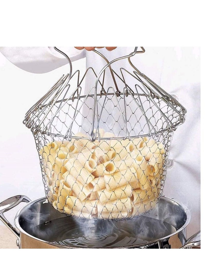 Multi-function Poaching Boiling Deep Frying Basket, Household Folding Draining Basket  - Image 1