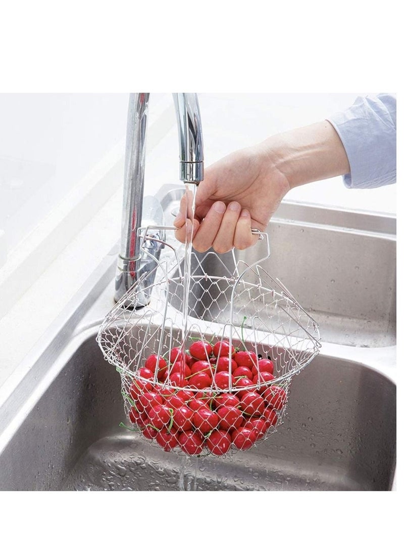 Multi-function Poaching Boiling Deep Frying Basket, Household Folding Draining Basket  - Image 5