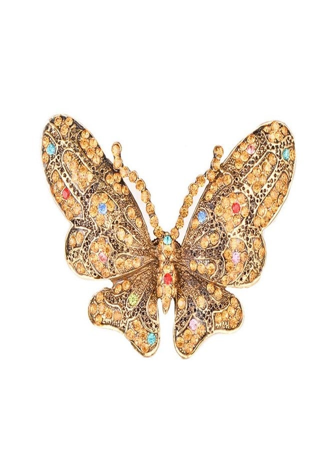 QTKJ Set of 6 Crystal Butterfly Napkin Rings Home Metal Napkin Buckles Holder for Wedding,Parties, Dinners, Christmas, Holidays Decor (Gold) - Image 1
