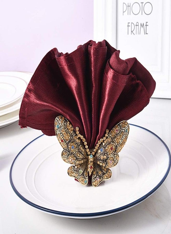 QTKJ Set of 6 Crystal Butterfly Napkin Rings Home Metal Napkin Buckles Holder for Wedding,Parties, Dinners, Christmas, Holidays Decor (Gold) - Image 3