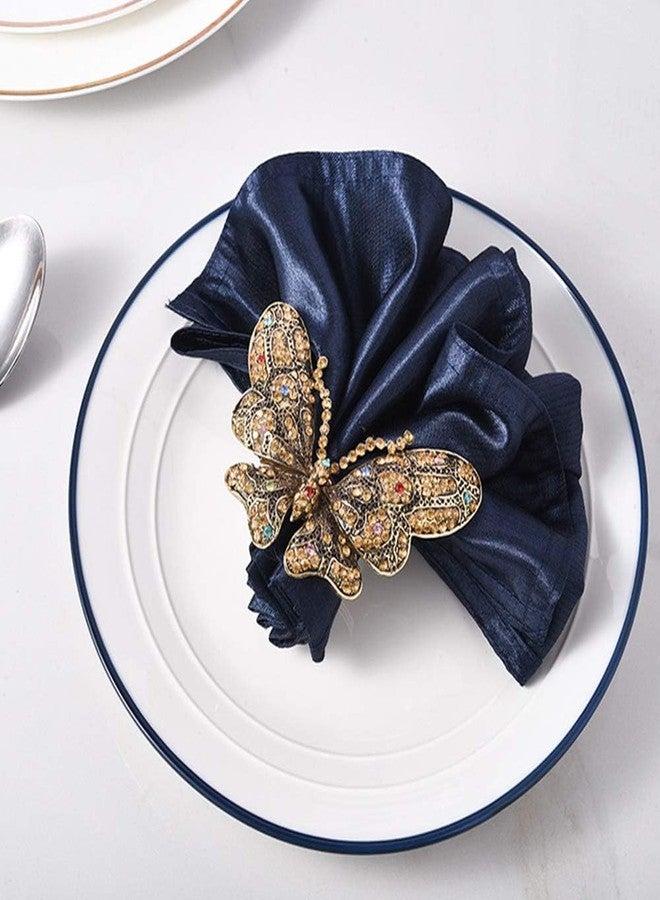 QTKJ Set of 6 Crystal Butterfly Napkin Rings Home Metal Napkin Buckles Holder for Wedding,Parties, Dinners, Christmas, Holidays Decor (Gold) - Image 4