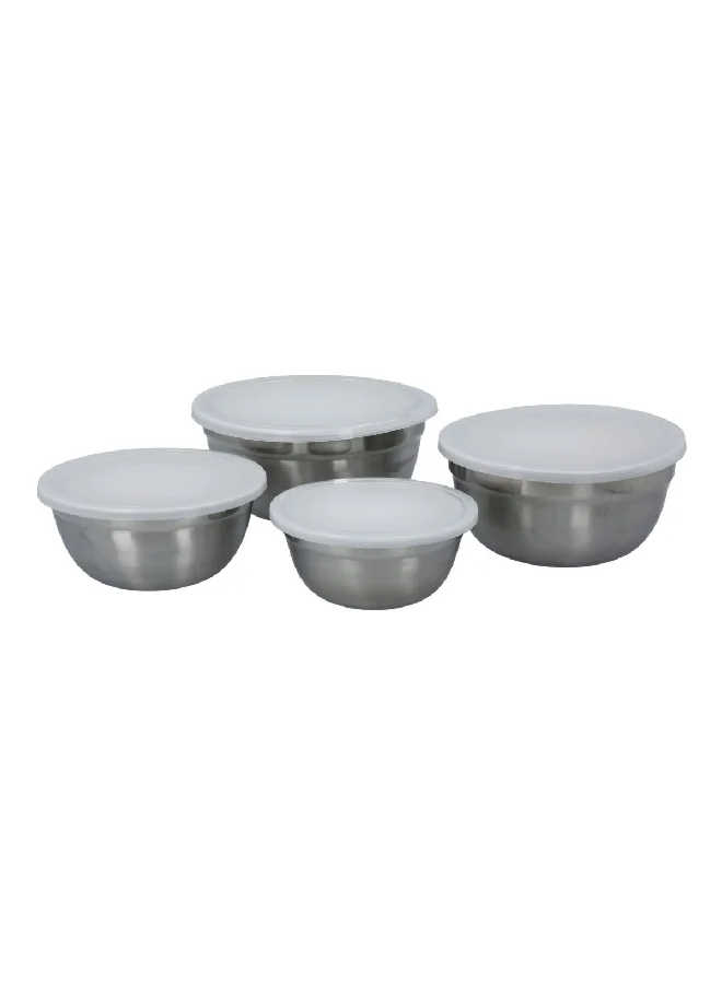 Chef Craft 4-Piece Stainless Steel BPA Free Mixing Bowl Set with Lids Silver and White 9.5 x 20.3 x 21.6 cm 21960