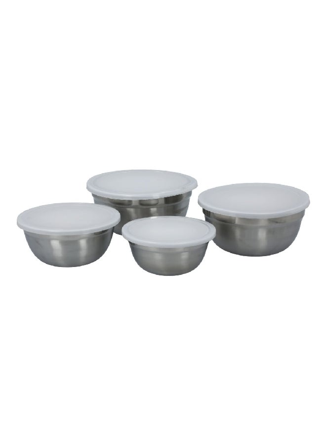 Chef Craft 4-Piece Stainless Steel BPA Free Mixing Bowl Set with Lids Silver and White 9.5 x 20.3 x 21.6 cm 21960 - Image 1