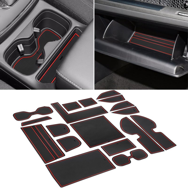 Cup Holder Insert Liners for Honda CRV Accessories 2023 2024 2025 2026 Center Console Door Pocket Slot Mats NonSlip Anti Dust Pad Premium Custom Interior for Honda CRV 18Pcs Red Trim
