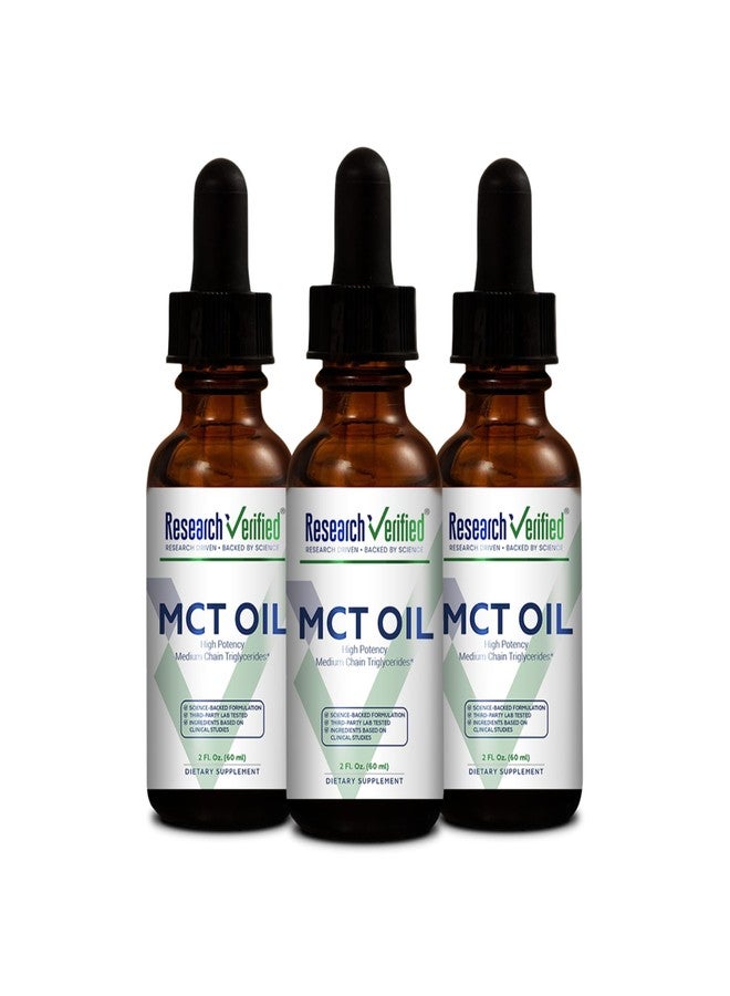 Research Verified 100% MCT Oil - 2 Fl. Oz. - 3 Bottles - Vegan Friendly - Image 1