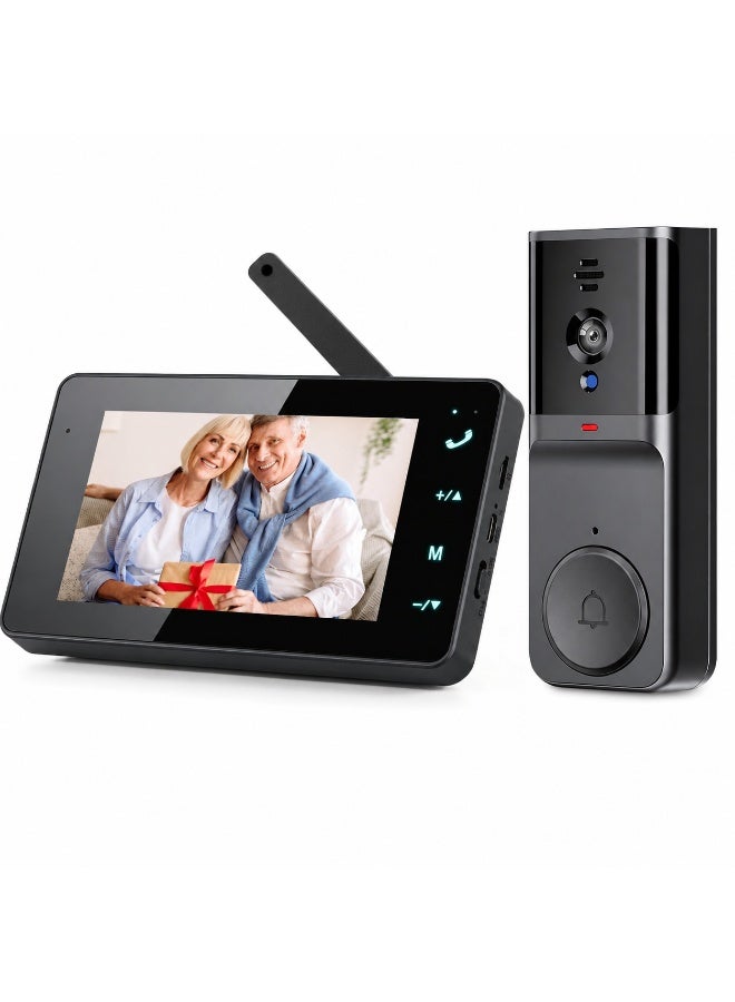 WALALLA Wireless Video Doorbell Camera with 4.3 Inch IPS Monitor, 2 Way Audio, Local Storage Support, No WiFi No App No Internet Needed, Night Vision, Easy Installation for Home Security - Image 1