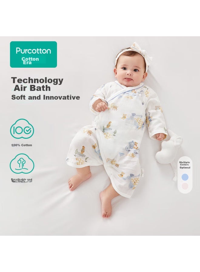 purcotton Purcotton Double-layer Gauze Butterfly Onesie, Pure Cotton Newborn Baby Bodysuit, All Seasons, Yian Plant Garden, 59cm  - Image 1