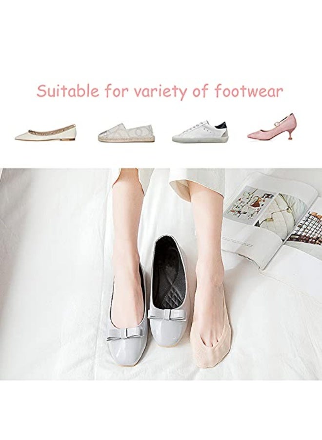 3 Pairs No Show See Invisible Socks Women, White Thin Nylon Liner Socks for Flats Non Slip, Spring Summer - Image 3