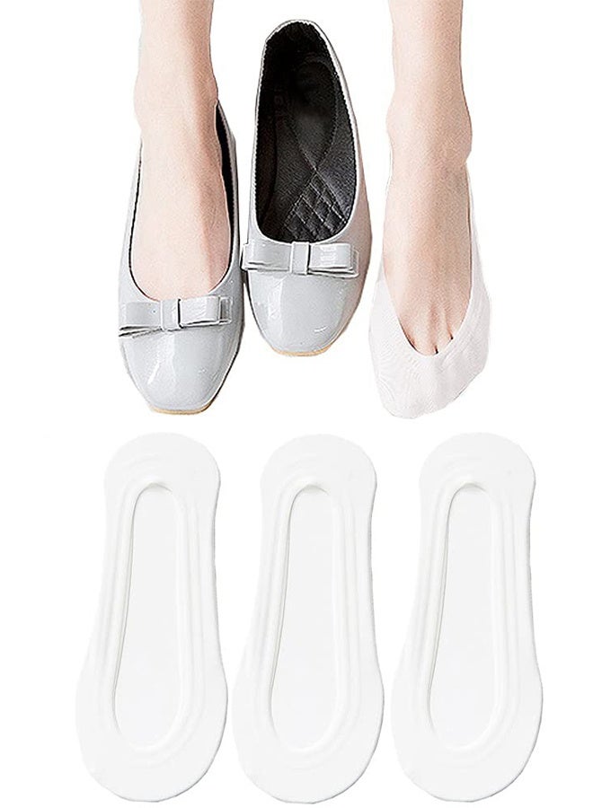 3 Pairs No Show See Invisible Socks Women, White Thin Nylon Liner Socks for Flats Non Slip, Spring Summer - Image 1