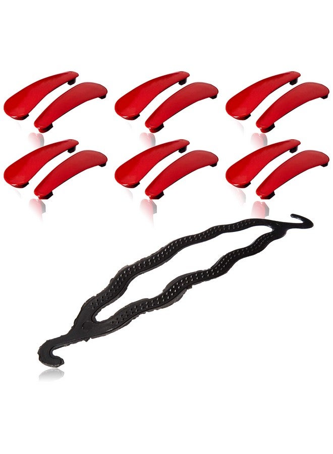 تشاندركاش مشبك شعر تشاندركاش تيك تاك صلب، أحمر (عبوة من 12 قطعة) مع أداة صنع الكعكة/الجودا مجانًا - Image 1