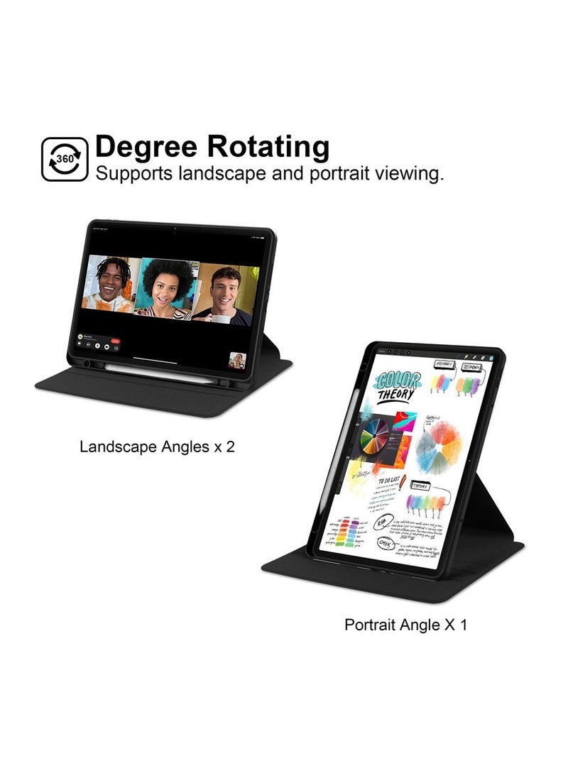 General Case for Xiaomi Redmi Pad Pro/Xiaomi Poco Pad 2024 12.1" Tablet - 360 Degree Rotation Protective Stand Clear Back Cover Case (Black)  - Image 3