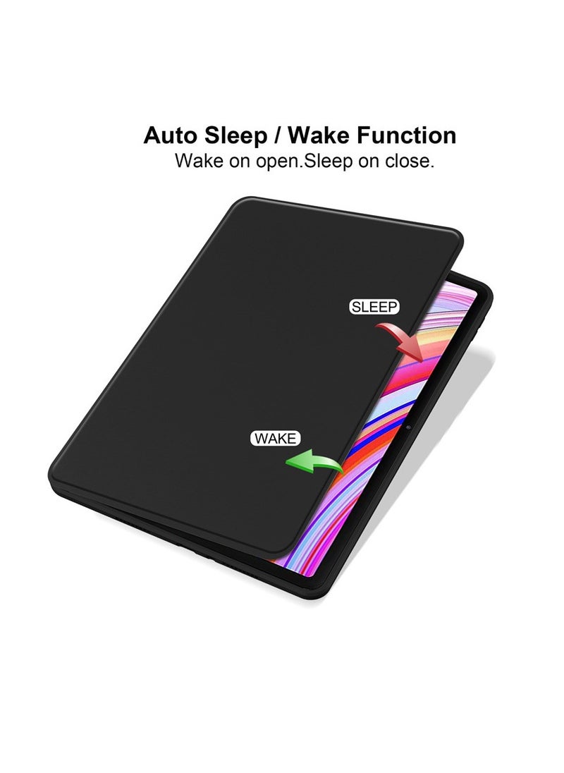 General Case for Xiaomi Redmi Pad Pro/Xiaomi Poco Pad 2024 12.1" Tablet - 360 Degree Rotation Protective Stand Clear Back Cover Case (Black)  - Image 2