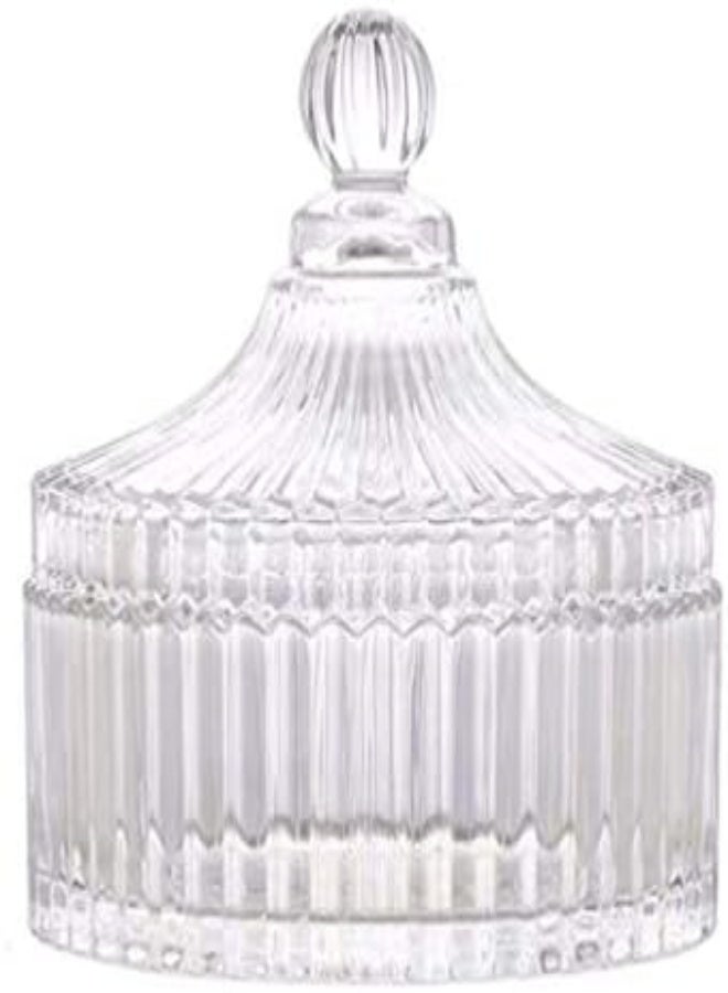 AKDC 280Ml 10Oz Crystal Glass Candy Dish With Lid Decorative Covered Candy Bowl Candy Jar Container Box Glass Apothecary Jar Biscuit Jar Seasoning Jar For Home Kitchen Office Desk Gift(Clear) - Image 1