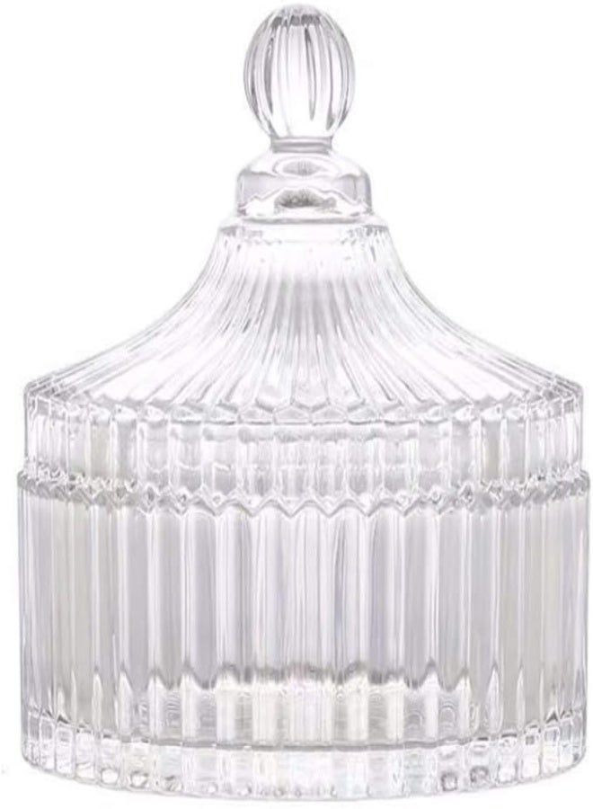 AKDC 280Ml 10Oz Crystal Glass Candy Dish With Lid Decorative Covered Candy Bowl Candy Jar Container Box Glass Apothecary Jar Biscuit Jar Seasoning Jar For Home Kitchen Office Desk Gift(Clear) - Image 3