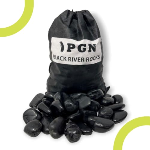 PGN Bearings PGN Black River Rocks for Plants - 5 Pounds - Black Rocks with Smooth, Polished Surfaces - 1-3 Inch Stones for Planters, Aquarium Decorations, Vase, Fireplace, Landscaping, Outdoor Décor - Image 2