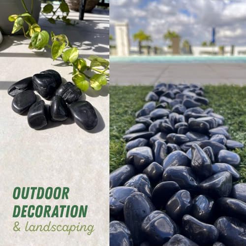 PGN Bearings PGN Black River Rocks for Plants - 5 Pounds - Black Rocks with Smooth, Polished Surfaces - 1-3 Inch Stones for Planters, Aquarium Decorations, Vase, Fireplace, Landscaping, Outdoor Décor - Image 5