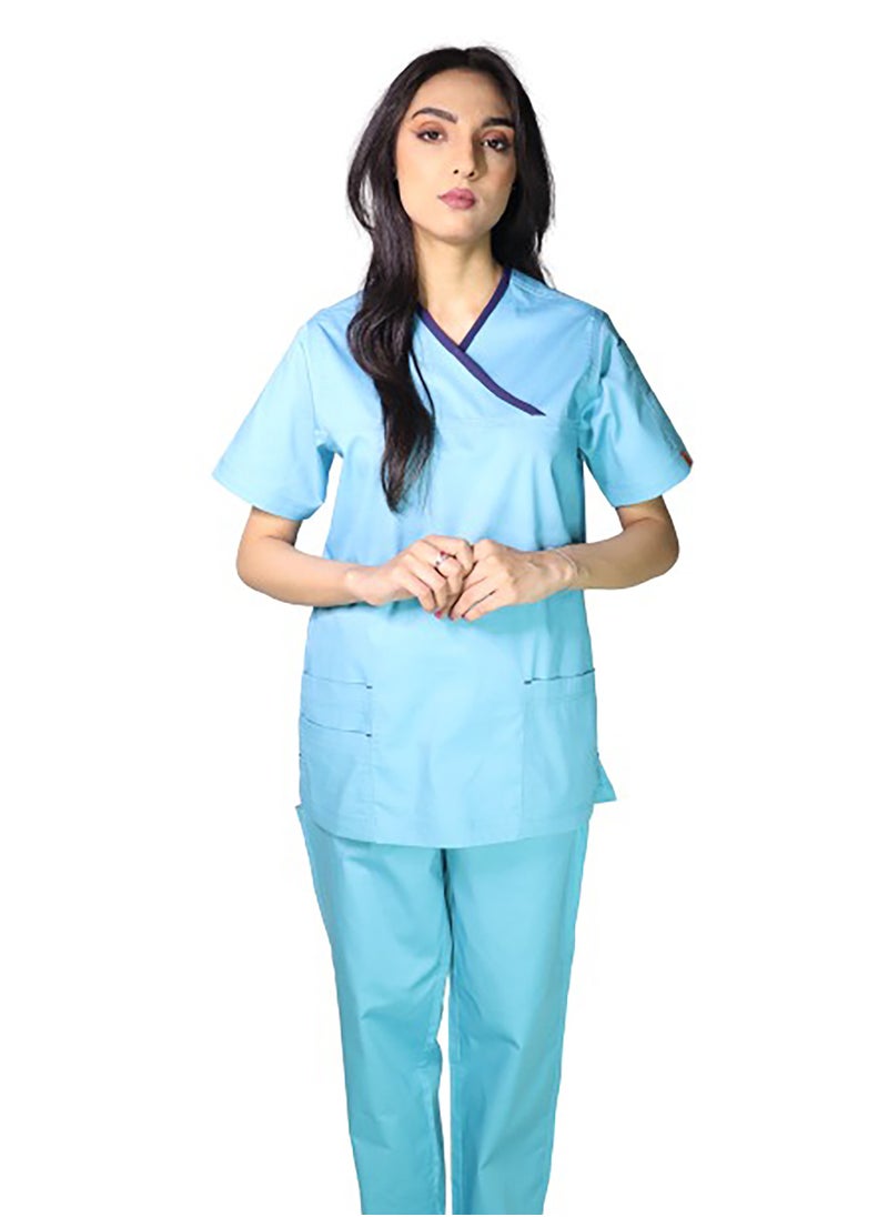 OXYGEN Oxygen Women's Stretch Scrub Set - Aqua Blue B42  - Image 4