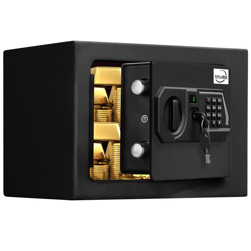 Tenamic Safe Box 0.23 Cubic Feet Electronic Digital Security Box, Keypad Lock Box Cabinet Safes, Solid Alloy Steel Office Hotel Home Safe, HB17 Black - Image 1