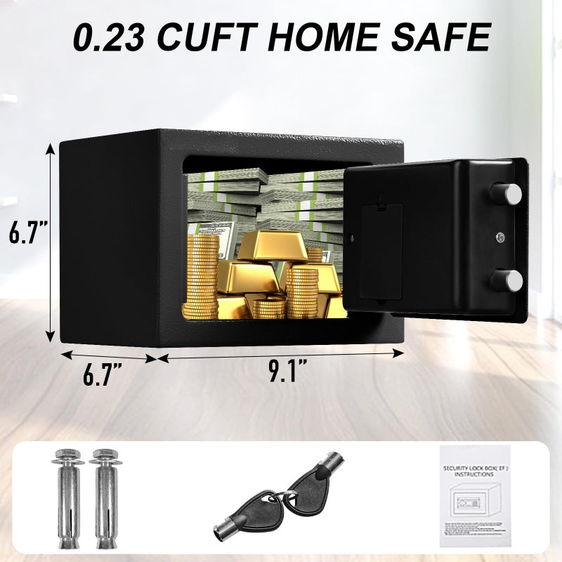Tenamic Safe Box 0.23 Cubic Feet Electronic Digital Security Box, Keypad Lock Box Cabinet Safes, Solid Alloy Steel Office Hotel Home Safe, HB17 Black - Image 2
