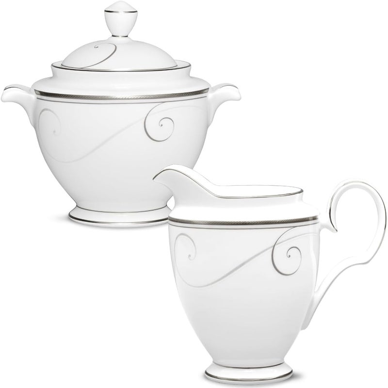 Noritake Noritake Platinum Wave Sugar and Creamer Set in White  - Image 1