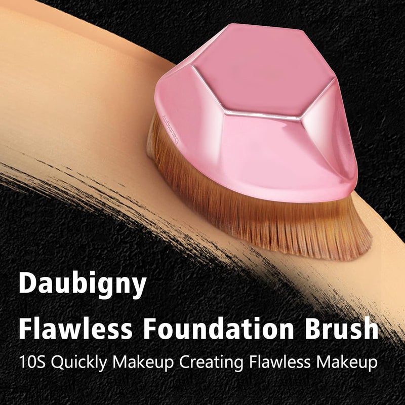Daubigny Foundation Brush, Perfect Makeup Brush for Face Blush Liquid Powder Foundation Brush for Blending Liquid, Cream or Flawless Powder Cosmetics with Protective Case (Rose Golden) - Image 3