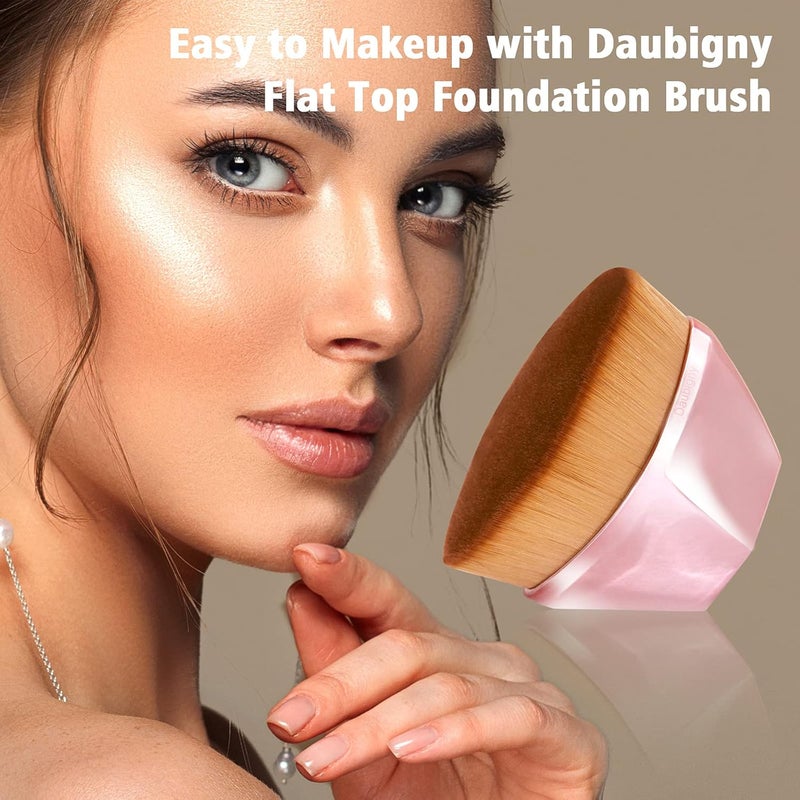 Daubigny Foundation Brush, Perfect Makeup Brush for Face Blush Liquid Powder Foundation Brush for Blending Liquid, Cream or Flawless Powder Cosmetics with Protective Case (Rose Golden) - Image 2