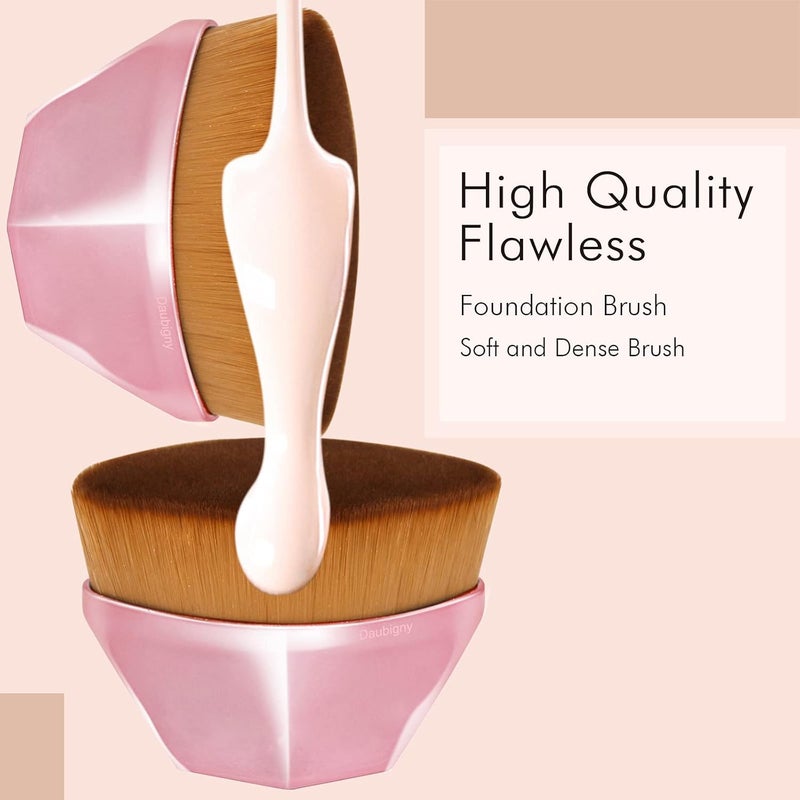 Daubigny Foundation Brush, Perfect Makeup Brush for Face Blush Liquid Powder Foundation Brush for Blending Liquid, Cream or Flawless Powder Cosmetics with Protective Case (Rose Golden) - Image 4