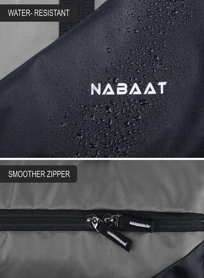 NABAAT Polyester Gym Bags for Men and Women Duffle Bag/Sports Bag/Shoulder Side Bag for Travel, Water Resistant with Shoe Compartment (Grey_Black, GMB-GRBK2) - Image 4