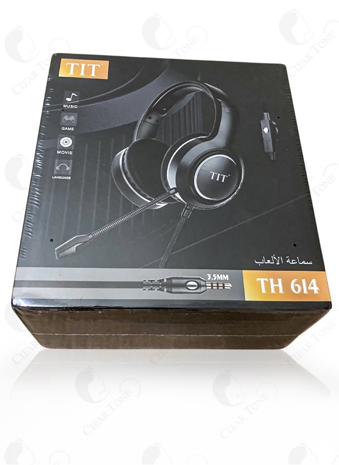 TIT - TIT TH-614 Wired Gaming Headphone with Adjustable Mic and In-Line Volume Control Wired Gaming Headset for All Devices with Flexible Microphone and Volume Control - Image 1