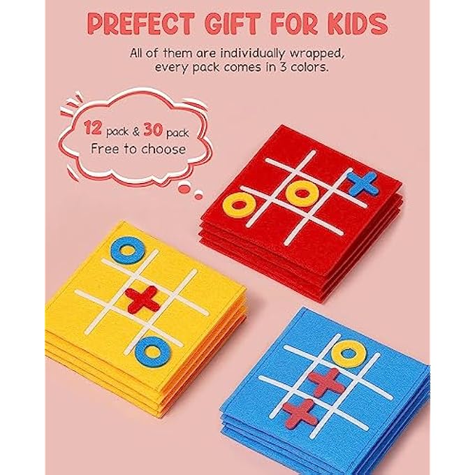 PYEBE Kids and Family Board Game, Tic Tac Toe Mini Board Game Toy ,Birthday Party Favors,Goody Bag,Fun Indoor Game Night Activity,Gifts for Students,Easy to Store (12 Pack) - Image 3