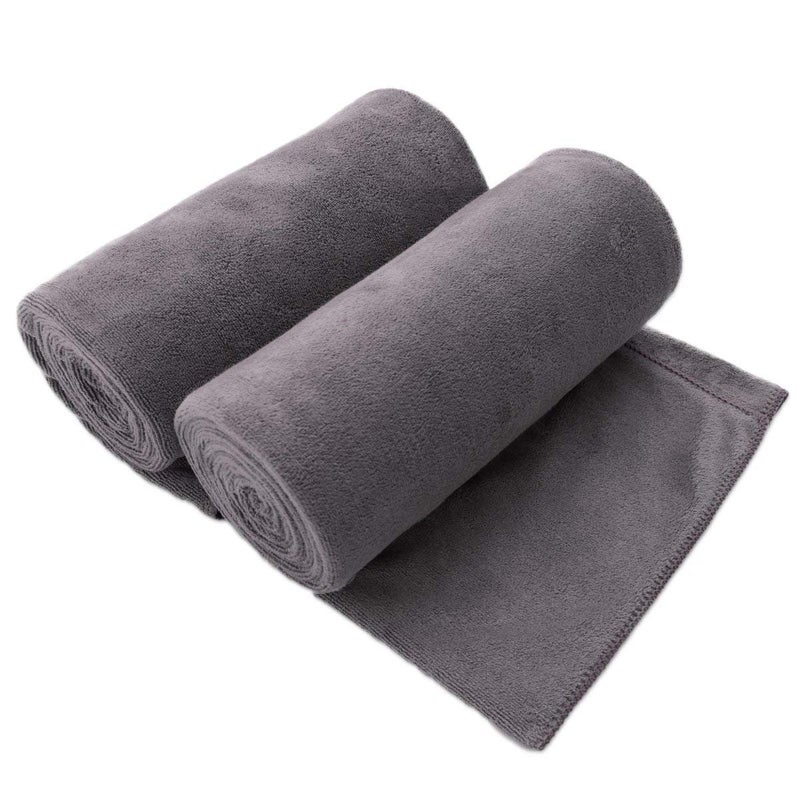 JML Microfiber Bath Towel 2 Pack(30" x 60"), Oversized Thick Towels, Soft, Super Absorbent and Fast Drying, No Fading Multipurpose Use for Sports, Travel, Fitness, Yoga, 30 in 60 in, Grey Count - Image 1
