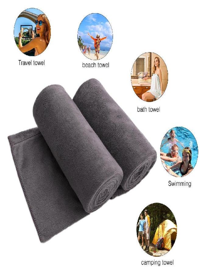 JML - JML Microfiber Bath Towel 2 Pack(30" x 60"), Oversized, Soft, Super Absorbent and Fast Drying, No Fading Multipurpose Use for Sports, Travel, Fitness, Yoga, 30 in x 60 in, Grey 2 Count - Image 1